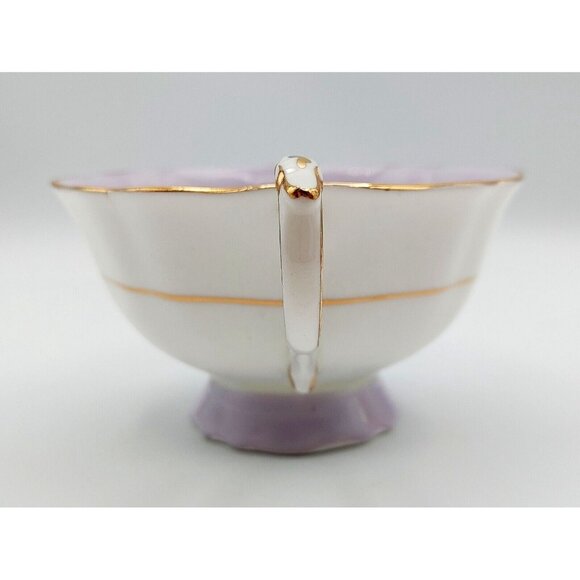 Paragon Teacup and Saucer Pale Mauve w/Multicolored flowers on Black Rare! - Picture 9 of 10